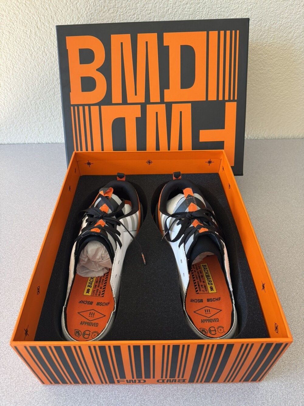 MSCHF BWD Backward Shoes MSCHF-004 White Orange Black Men’s Size 12 New In Box